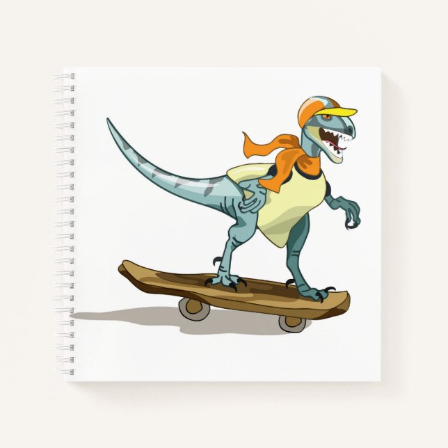 Illustration Of A Raptor Skateboarding. Notebook (Front)
