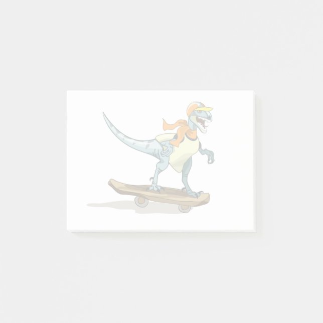Illustration Of A Raptor Skateboarding. Post-it Notes (Front)