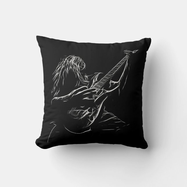 Illustration of a Rock Musician Cushion (Front)