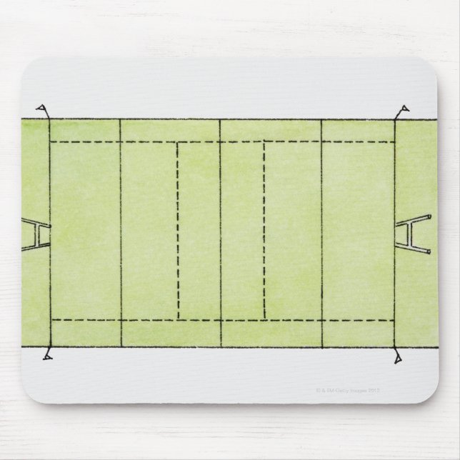 Illustration of a rugby pitch mouse mat (Front)