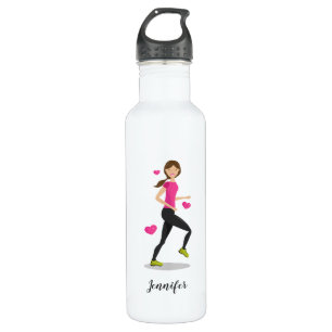Illustration Of A Runner Girl With Custom Name 710 Ml Water Bottle