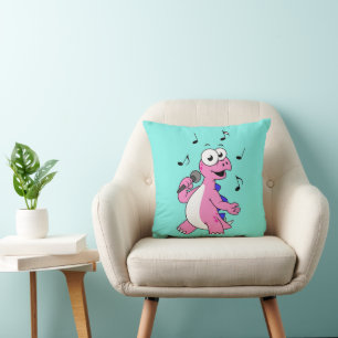 Illustration Of A Singing Stegosaurus. Cushion