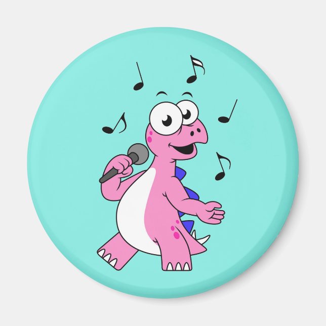 Illustration Of A Singing Stegosaurus. Magnet (Front)