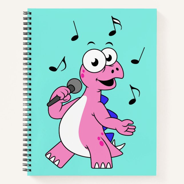 Illustration Of A Singing Stegosaurus. Notebook (Front)