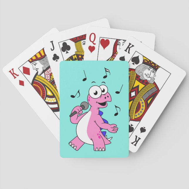 Illustration Of A Singing Stegosaurus. Playing Cards (Back)