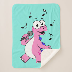 Illustration Of A Singing Stegosaurus. Sherpa Blanket