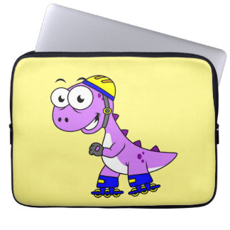 Illustration Of A Skating Tyrannosaurus Rex. Laptop Sleeve