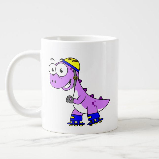 Illustration Of A Skating Tyrannosaurus Rex. Large Coffee Mug (Left)