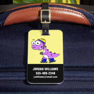 Illustration Of A Skating Tyrannosaurus Rex. Luggage Tag