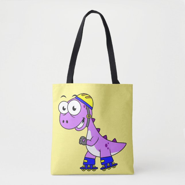 Illustration Of A Skating Tyrannosaurus Rex. Tote Bag (Front)