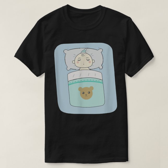 illustration of a sleeping baby and a bear  T-Shirt (Design Front)