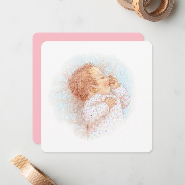 Illustration of a sleeping baby. card (Front/Back In Situ)
