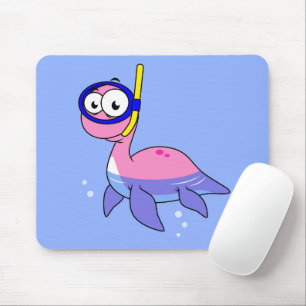 Illustration Of A Snorkeling Loch Ness Monster. Mouse Mat
