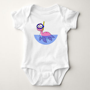 Illustration Of A Snorkelling Loch Ness Monster. Baby Bodysuit