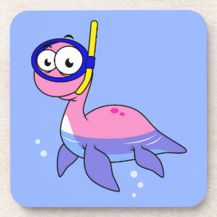 Illustration Of A Snorkelling Loch Ness Monster. Coaster