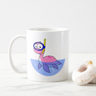 Illustration Of A Snorkelling Loch Ness Monster. Coffee Mug
