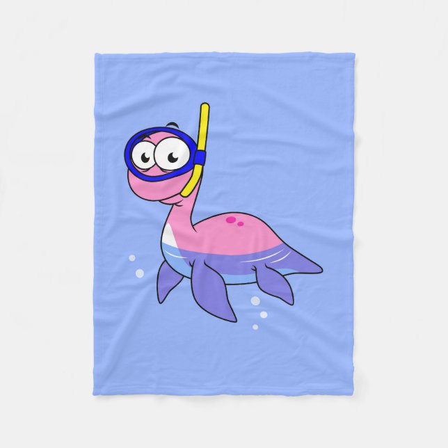 Illustration Of A Snorkelling Loch Ness Monster. Fleece Blanket (Front)
