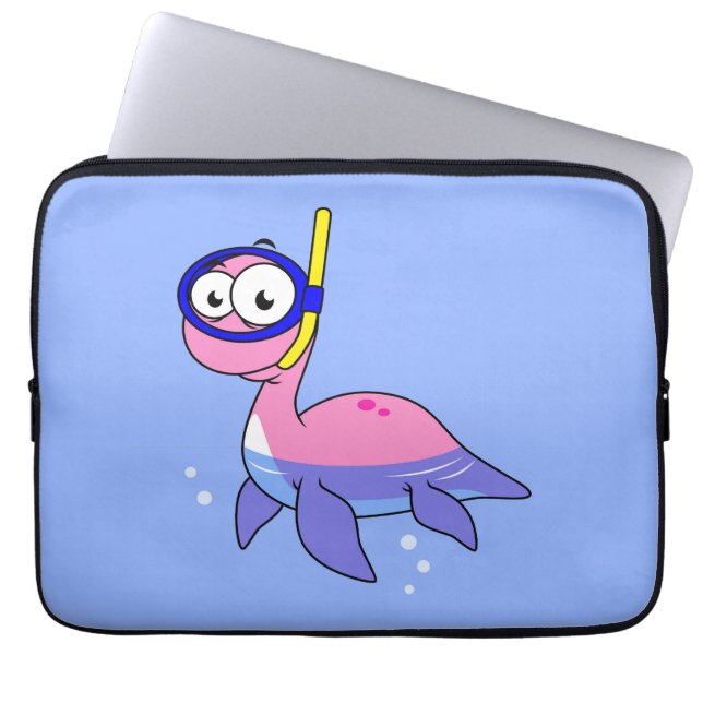 Illustration Of A Snorkelling Loch Ness Monster. Laptop Sleeve (Front)