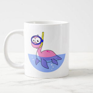 Illustration Of A Snorkelling Loch Ness Monster. Large Coffee Mug