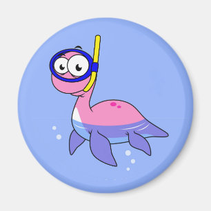 Illustration Of A Snorkelling Loch Ness Monster. Magnet