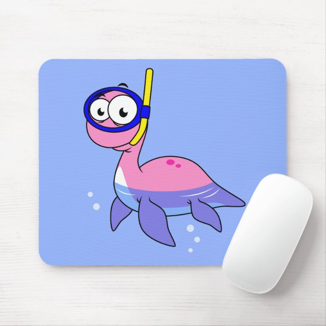 Illustration Of A Snorkelling Loch Ness Monster. Mouse Mat (With Mouse)