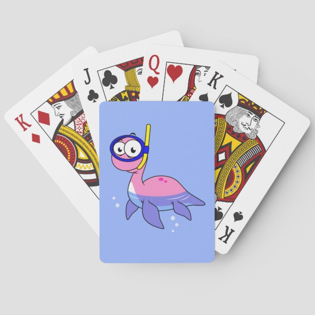 Illustration Of A Snorkelling Loch Ness Monster. Playing Cards (Back)