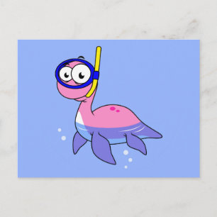 Illustration Of A Snorkelling Loch Ness Monster. Postcard