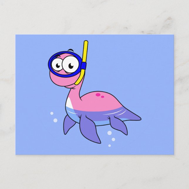 Illustration Of A Snorkelling Loch Ness Monster. Postcard (Front)