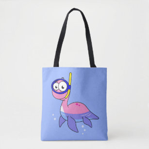 Illustration Of A Snorkelling Loch Ness Monster. Tote Bag