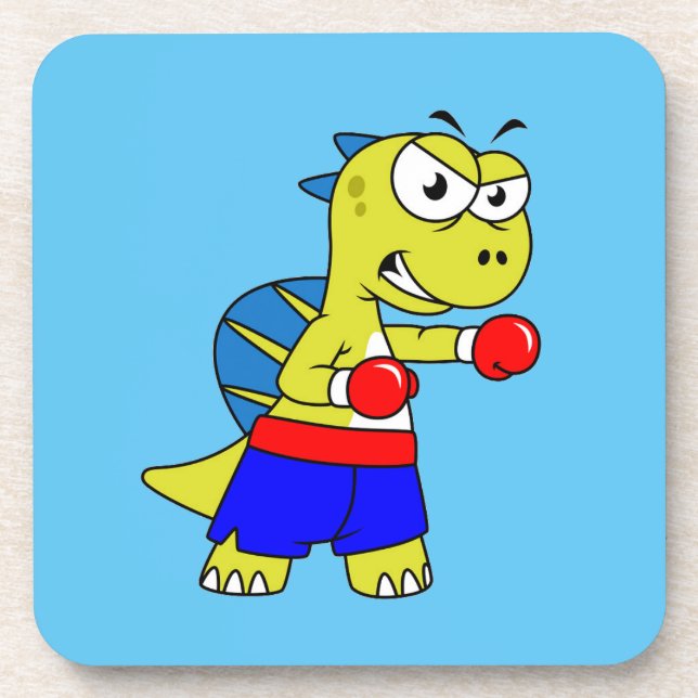 Illustration Of A Spinosaurus Boxing. Coaster (Front)