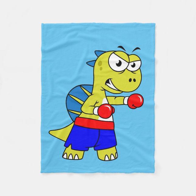 Illustration Of A Spinosaurus Boxing. Fleece Blanket (Front)