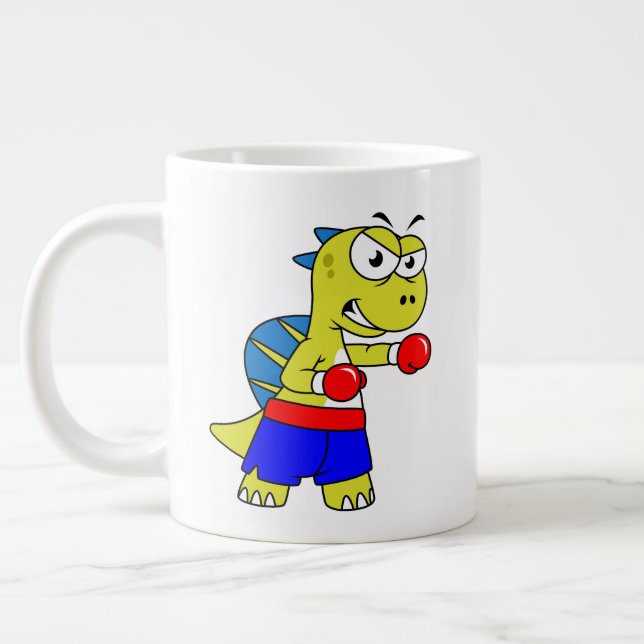 Illustration Of A Spinosaurus Boxing. Large Coffee Mug (Left)