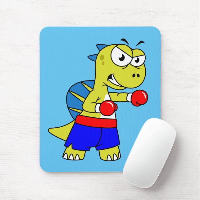 Illustration Of A Spinosaurus Boxing. Mouse Mat (With Mouse)