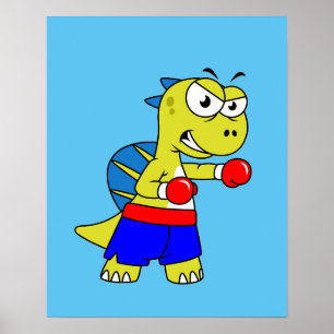 Illustration Of A Spinosaurus Boxing. Poster