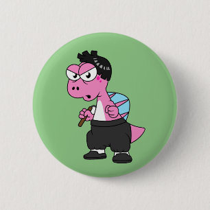 Illustration Of A Spinosaurus Bruce Lee. 6 Cm Round Badge