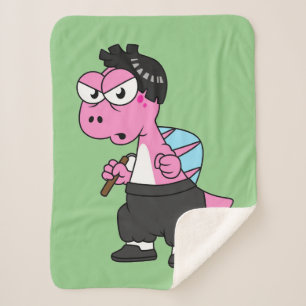 Illustration Of A Spinosaurus Bruce Lee. Sherpa Blanket