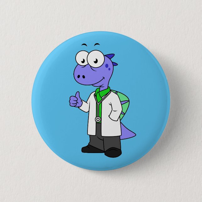 Illustration Of A Spinosaurus Doctor. 6 Cm Round Badge (Front)