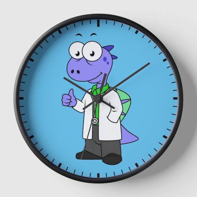 Illustration Of A Spinosaurus Doctor. Clock (Front)
