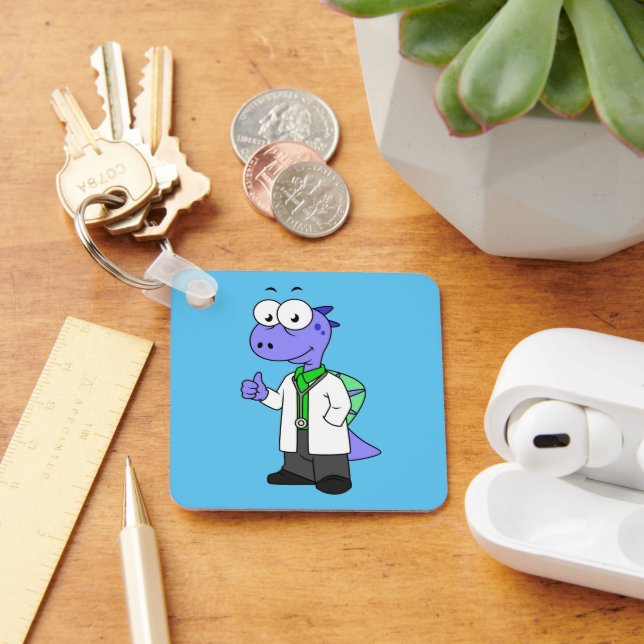 Illustration Of A Spinosaurus Doctor. Key Ring (Desk)