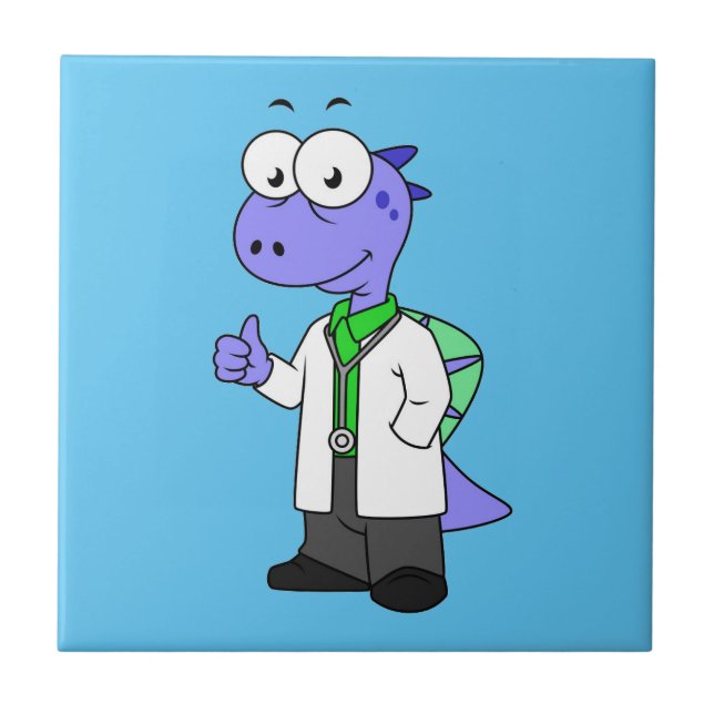 Illustration Of A Spinosaurus Doctor. Tile (Front)
