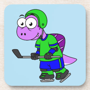 Illustration Of A Spinosaurus Hockey Player. Coaster