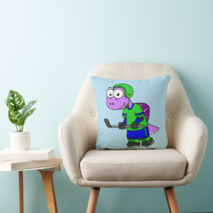 Illustration Of A Spinosaurus Hockey Player. Cushion
