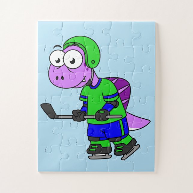 Illustration Of A Spinosaurus Hockey Player. Jigsaw Puzzle (Vertical)