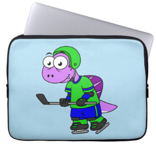 Illustration Of A Spinosaurus Hockey Player. Laptop Sleeve