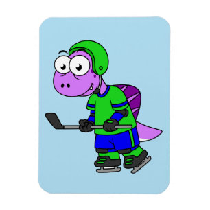 Illustration Of A Spinosaurus Hockey Player. Magnet