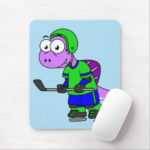 Illustration Of A Spinosaurus Hockey Player. Mouse Mat