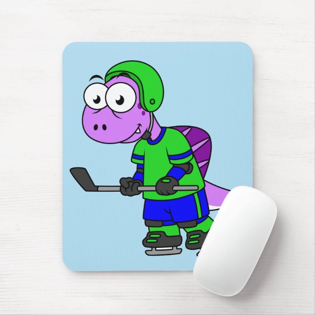 Illustration Of A Spinosaurus Hockey Player. Mouse Mat (With Mouse)