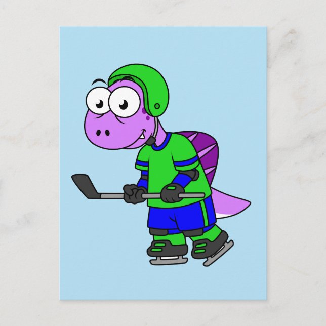 Illustration Of A Spinosaurus Hockey Player. Postcard (Front)
