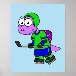 Illustration Of A Spinosaurus Hockey Player. Poster