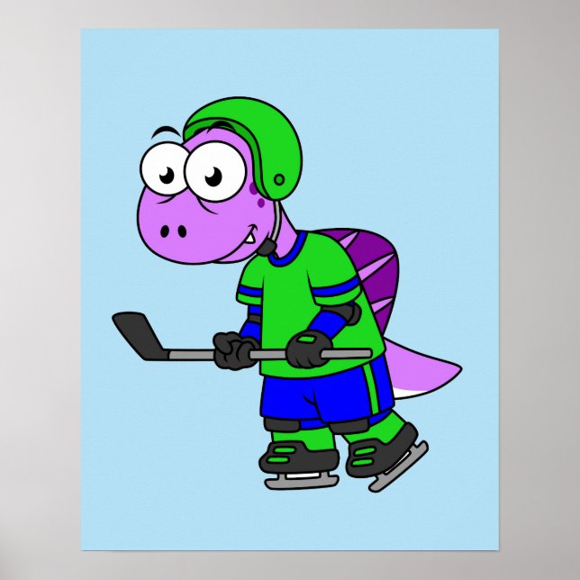 Illustration Of A Spinosaurus Hockey Player. Poster (Front)